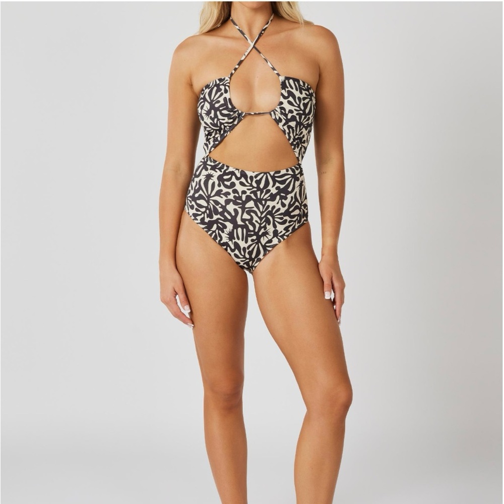 Billabong Black and Cream One Piece Swimsuit